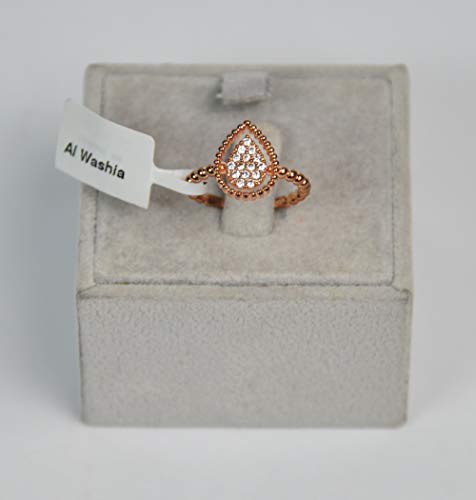 Finger Ring Italy Design Rhodium Plated Metal with Cubic Zircon (F4467) Rose Gold - Al Washia Accessories